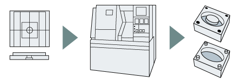 Trabajo de metal en centro de maquinado con datos CAD